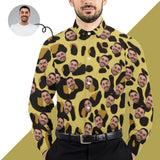 Custom Face Leopart Pattern Men's Long Sleeve Dress Shirt