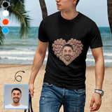 Custom Father Face Shirts Love Heart Shape Men's All Over Print T-shirt with Personalized Pictures