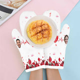 Custom Face Love Cardiogram Heat Resistant Oven Mitt(A Pair)