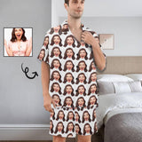 Custom Face Pajamas Surprise Seamless Loungewear Personalized Men's V-Neck Short Sleeve Pajama Set Photo Gifts Birthday