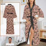 Custom Face Seamless Women's Long Pajamas Personalized Photo Long Pajamas Kimono Robe