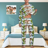 Custom Photo Dad Mom Family Men's Pajamas Personalized Photo Pajama Set Sleepwear Funny Long Sleeve Nightwear