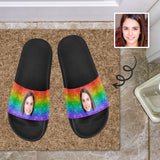 Custom Wife Face Rainbow Shiny Men's Slide Sandals