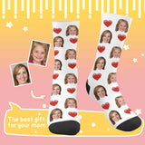 Face on Socks Custom Face Mother's&Father's Day Affection Love Sublimated Crew Socks for Parents