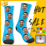 Socks with Face Print Your Picture Personalized Sublimated Crew Socks Unisex Gift for Men Women