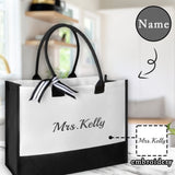 Custom Name Canvas Shoulder Tote Bag Embroidery Personalized Environmental Protection Handbag Mom Tote Bag Mommy Bag Mom Gift