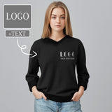 Personalized Sweater Custom Logo&Text Black Women's All Over Print V-Neck Sweater Ugly Sweater