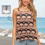 Custom Face Tops Seamless Women's Loose Fit Adjustable Halter Neck Tank Top