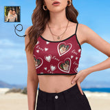 Custom Photo Loving Couple Tank Tops Personalized Women's Spaghetti Strap Crop Top