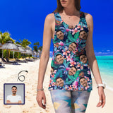 Print Your Face on Tops Hawaiian Tropical Plants Women's All Over Print Tank Tops