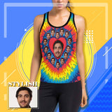 Put Face on Tank Tops Rainbow Love Women's Racerback Yoga Tank Top