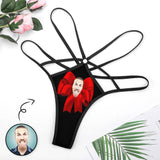 Personalized Face Thongs T-Back Underwear for Women Custom Bowknot Women's G-String Panties