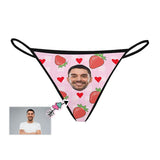 Custom Face Thongs Underwear for Women Personalized Strawberry Heart Women's G-String Panties